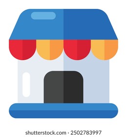 An flat design icon of shop architecture