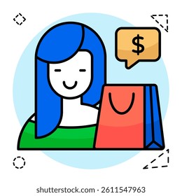 A flat design icon of shopping chat