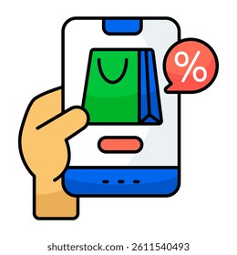 A flat design icon of shopping discount chat