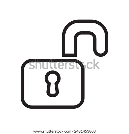 A flat design icon showcasing an unlocked padlock, symbolizing open access and the concept of security in a digital world.