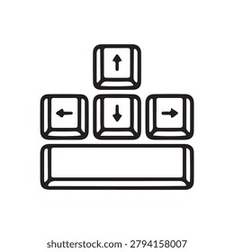 Flat design icon showing arrow keys and spacebar in a clean, minimalist style.