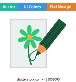 Flat design icon of Sketch with pencil in ui colors. Vector illustration. 