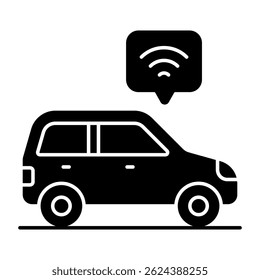 Un icono de diseño plano de coche inteligente