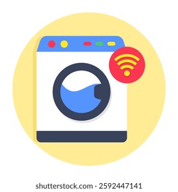 A flat design icon of smart washing machine