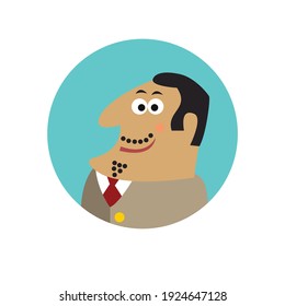 Flat design icon of smiling man boss vector illustration