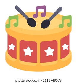 Un icono de diseño plano del tambor de snare


