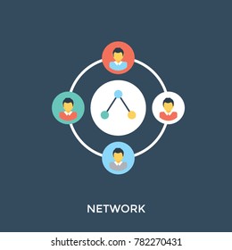 Flat design icon of social community with share button