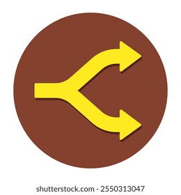 A flat design icon of split arrows