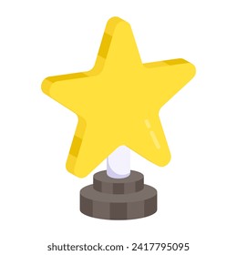 A flat design icon of star trophy cup

