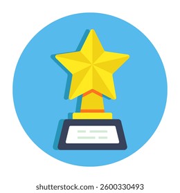 A flat design icon of star trophy cup