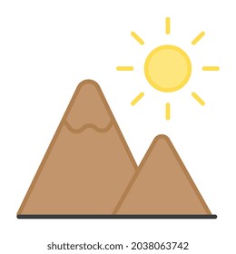 A flat design icon of sun, editable vector
