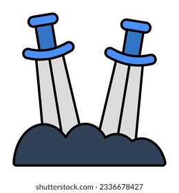 A flat design, icon of swords