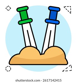 A flat design, icon of swords