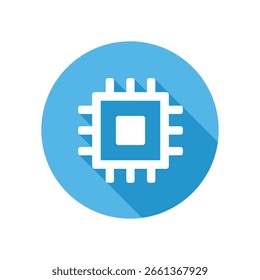 Icono de diseño plano que simboliza un procesador de computadora o CPU
