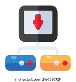 A flat design icon of system download