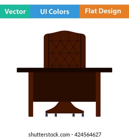 Flat design icon of Table and armchair in ui colors. Vector illustration. 