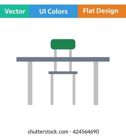 Flat design icon of Table and chair ui colors. Vector illustration. 