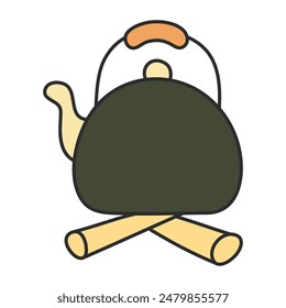 Un icono de diseño plano de la tetera

