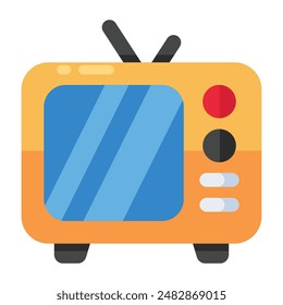 Un icono de diseño plano de la televisión