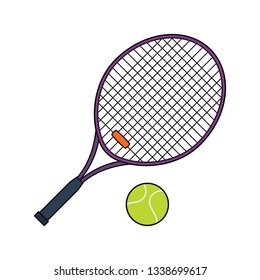 Flat design icon of Tennis rocket and ball  in ui colors. Vector illustration.