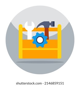 Icono de diseño plano del kit de herramientas