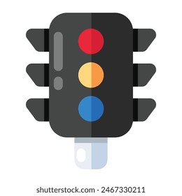 A flat design icon of traffic lights