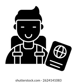 A flat design icon of traveler