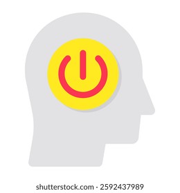 A flat design icon of turn off mind