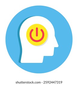A flat design icon of turn off mind