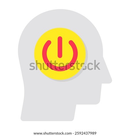 A flat design icon of turn off mind
