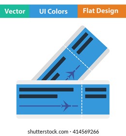 Flat design icon of two airplane tickets in ui colors. Vector illustration.