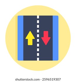 A flat design icon of two Way road