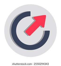 A flat design icon of upward right corner arrow