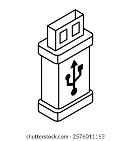 A flat design icon of usb