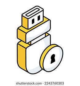 A flat design icon of usb security 