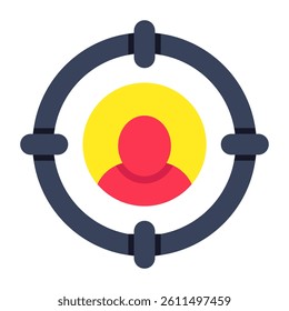 A flat design icon of user target