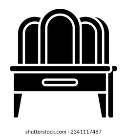 Un icono de diseño plano del espejo de vanidad 