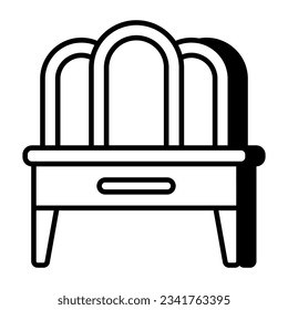 Un icono de diseño plano del espejo de vanidad 