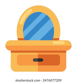 Un icono de diseño plano de espejo de tocador