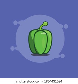 ícono de diseño plano vegetal con pimienta y fondo de timbre verde lindo