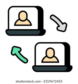Icono de diseño plano de transferencia de videollamadas