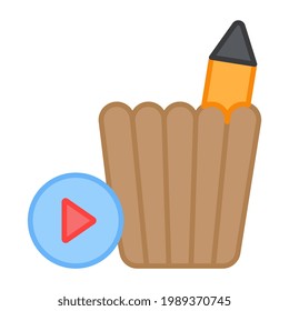 A flat design, icon of video edit