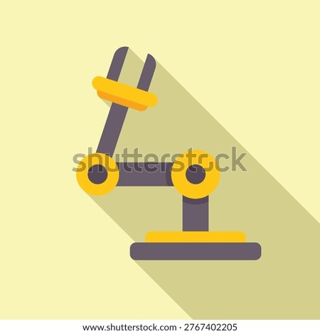 Flat design icon of a vintage desk lamp with a spring arm, casting a shadow