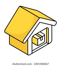 Flat design icon of warehouse
