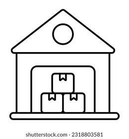 A flat design icon of warehouse