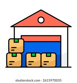 Flat design icon of warehouse