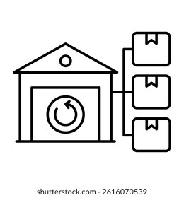 Flat design icon of warehouse