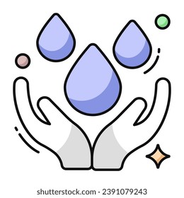 Icono de diseño plano para el cuidado del agua