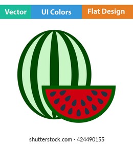 Flat design icon of Watermelon in ui colors. Vector illustration. 