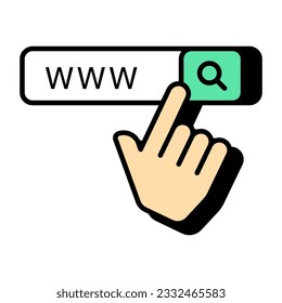 Flat design icon of web browser, www vector 